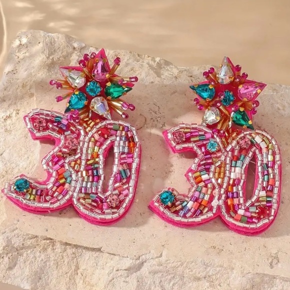 ✨Anthropologie Bellini Pink Beaded Birthday Earrings - Picture 3 of 3